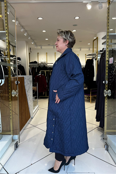 Selma Büyük Beden Dik Yaka Kapitone Kap