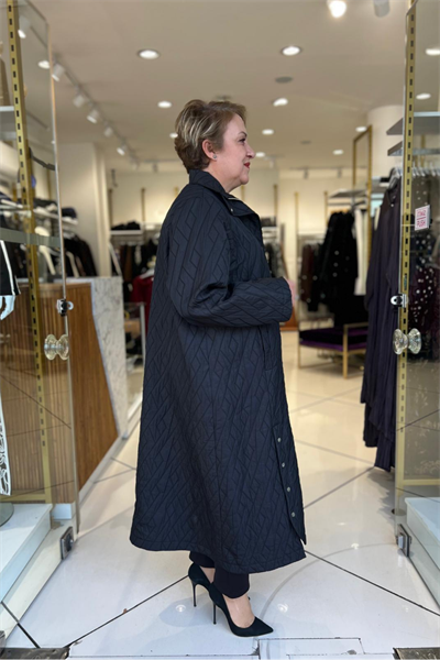 Selma Büyük Beden Dik Yaka Kapitone Kap