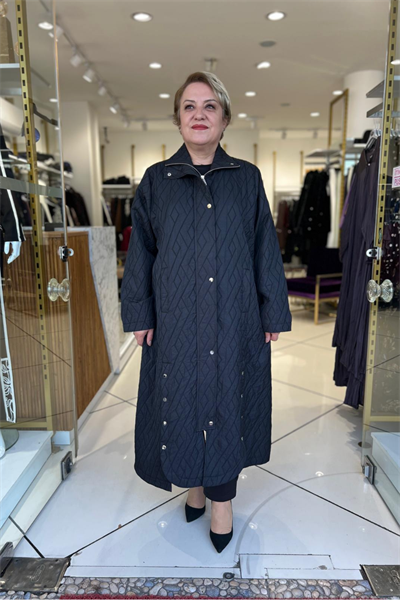 Selma Büyük Beden Dik Yaka Kapitone Kap