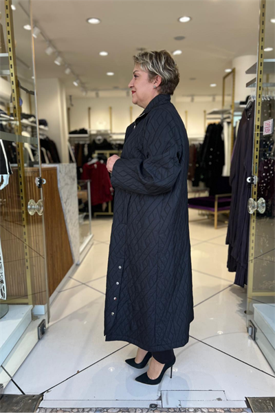 Selma Büyük Beden Dik Yaka Kapitone Kap