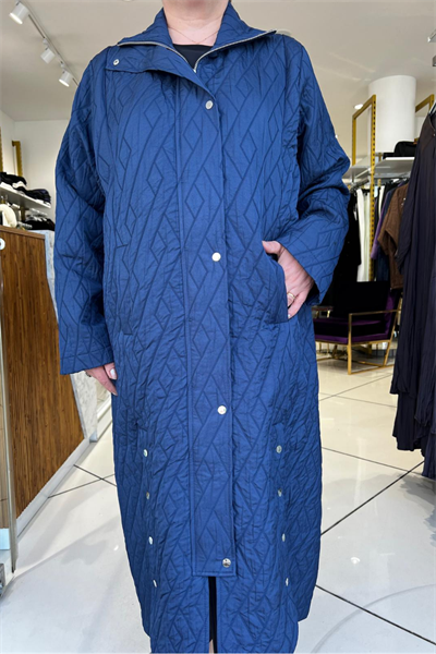 Selma Büyük Beden Dik Yaka Kapitone Kap