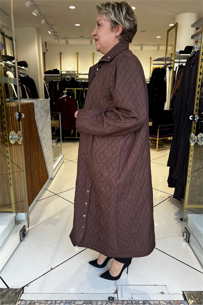 Selma Büyük Beden Dik Yaka Kapitone Kap