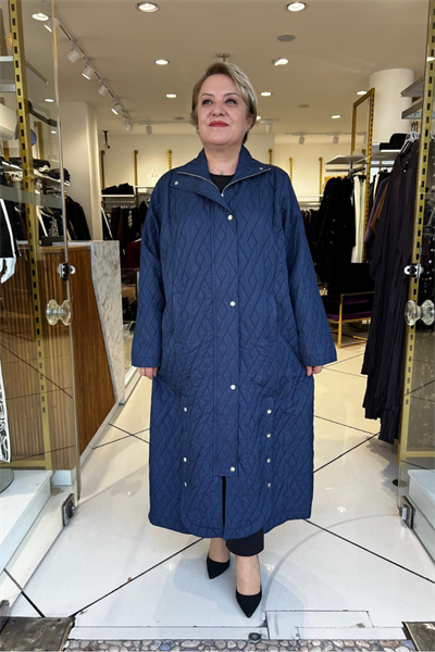 Selma Büyük Beden Dik Yaka Kapitone Kap