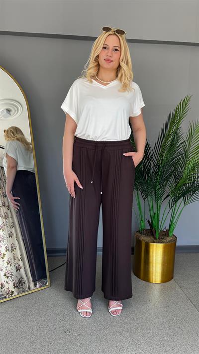 Selma Büyük Beden Dikiş Detaylı Rahat Pantolon