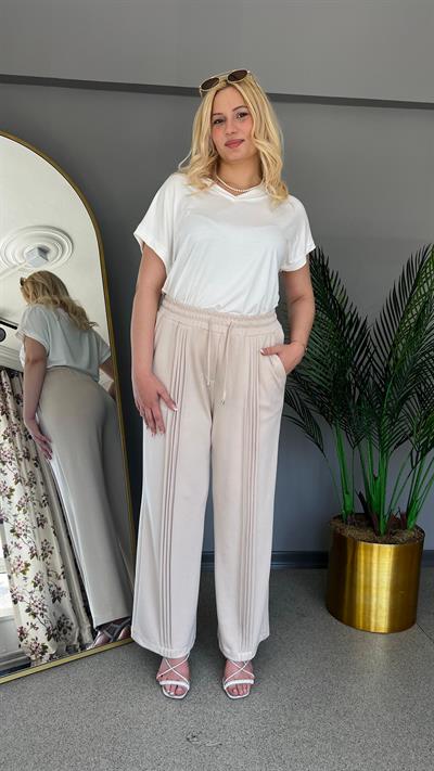 Selma Büyük Beden Dikiş Detaylı Rahat Pantolon