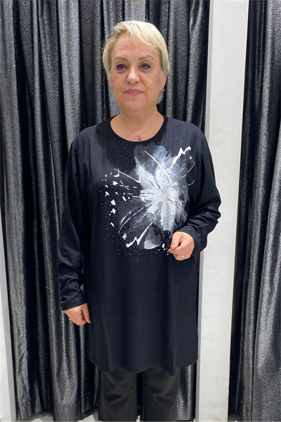 Selma Büyük Beden Dinamik Desenli Tunik