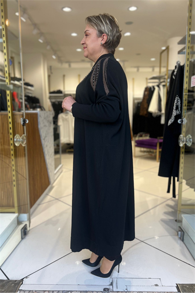 Selma Büyük Beden Doğal Desenli Uzun Elbise