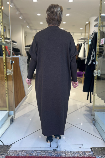 Selma Büyük Beden Doğal Desenli Uzun Elbise