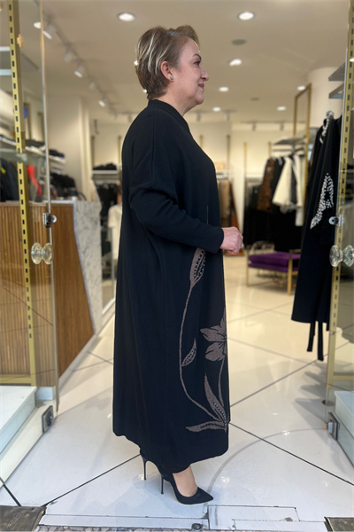 Selma Büyük Beden Doğal Desenli Uzun Elbise