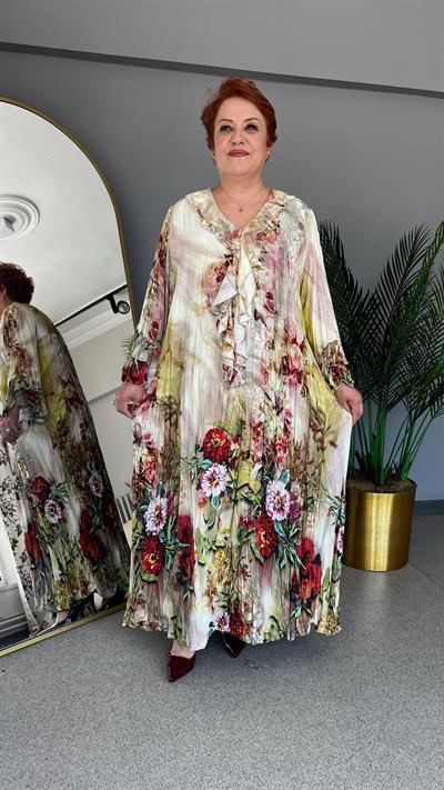 Selma Büyük Beden Dokuma Vİskon Elbise