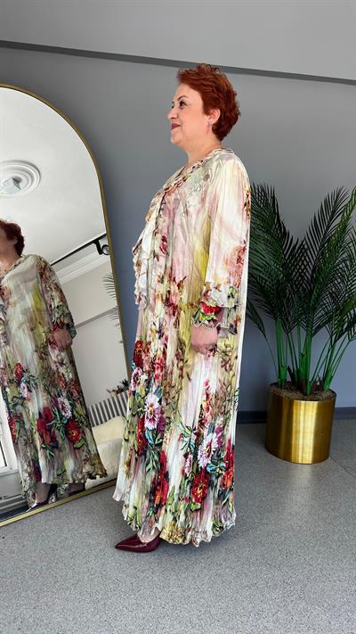 Selma Büyük Beden Dokuma Vİskon Elbise