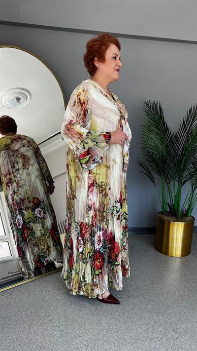 Selma Büyük Beden Dokuma Vİskon Elbise