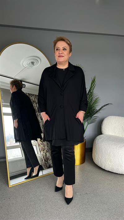 Selma Büyük Beden Dökümlü Ceket