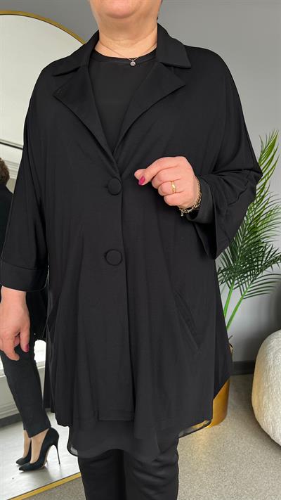 Selma Büyük Beden Dökümlü Ceket