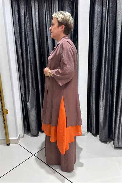 Selma Büyük Beden Düğmeli Katmanlı Takım