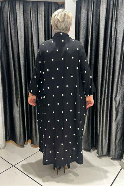 Selma Büyük Beden Düğmeli Polkadot Gömlek Elbise