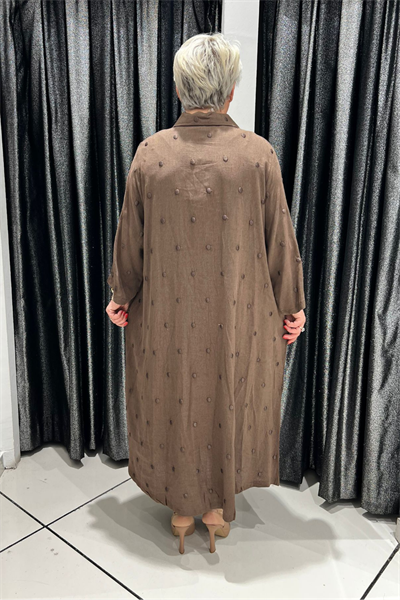 Selma Büyük Beden Düğmeli Polkadot Gömlek Elbise