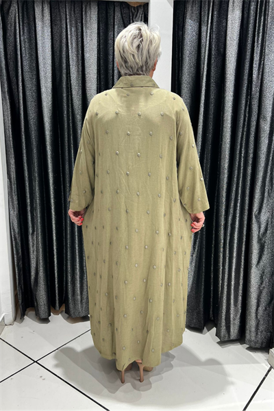 Selma Büyük Beden Düğmeli Polkadot Gömlek Elbise