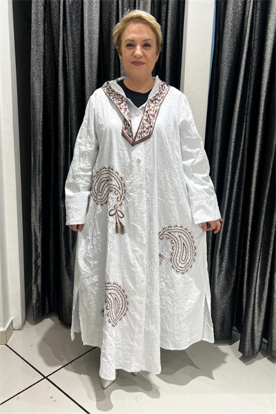 Selma Büyük Beden Düğmeli Tasarım Uzun Kap