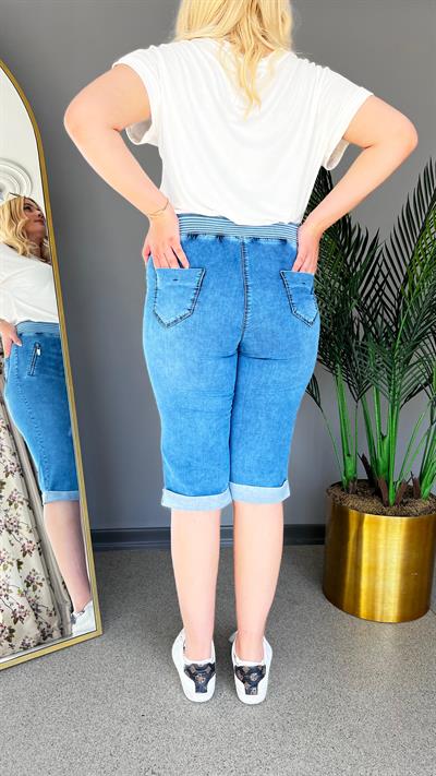 Selma Büyük Beden Elastik Bel Rahat Kesim Capri