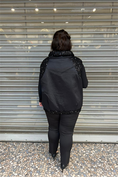 Selma Büyük Beden Elyaflı Pul Payetli Yelek