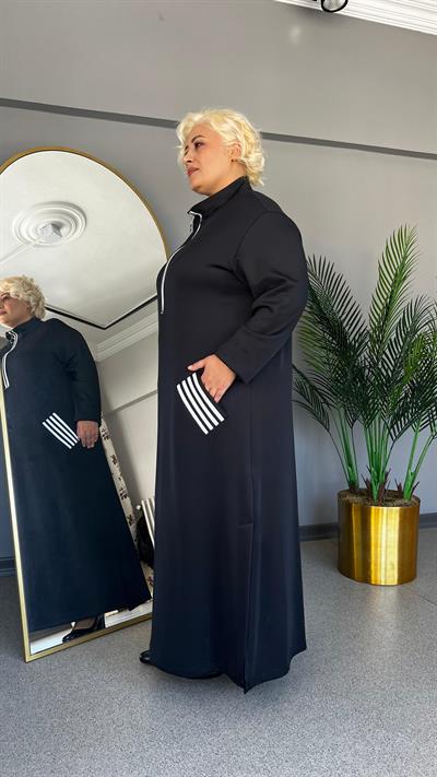 Selma Büyük Beden Fermuar Detaylı Elbise