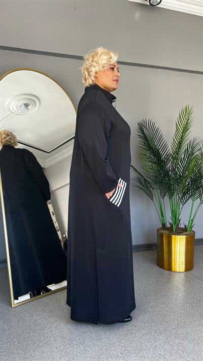 Selma Büyük Beden Fermuar Detaylı Elbise