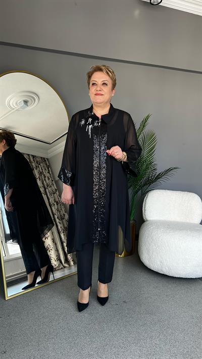 Selma Büyük Beden Fermuarlı İçli Dışlı Takım