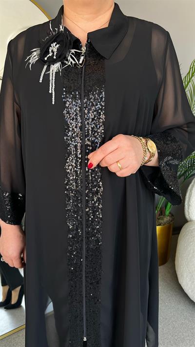 Selma Büyük Beden Fermuarlı İçli Dışlı Takım