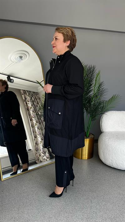 Selma Büyük Beden File Ceketli Pantolonlu Üçlü Takım