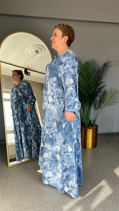 Selma Büyük Beden Fırfır Detaylı Viscon Elbise