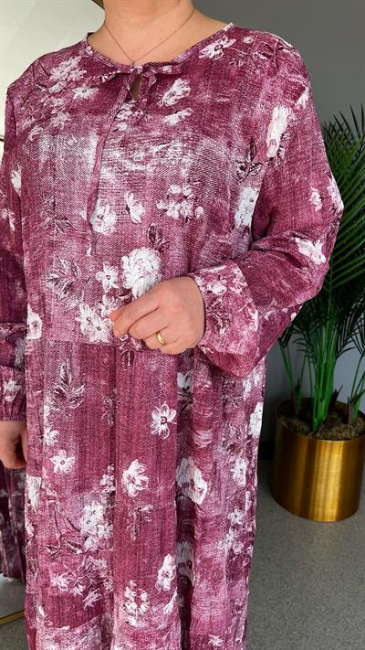 Selma Büyük Beden Fırfır Detaylı Viscon Elbise