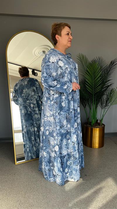 Selma Büyük Beden Fırfır Detaylı Viscon Elbise