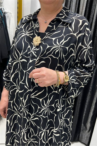 Selma Büyük Beden Floral Desenli Altlı Üstlü Takım