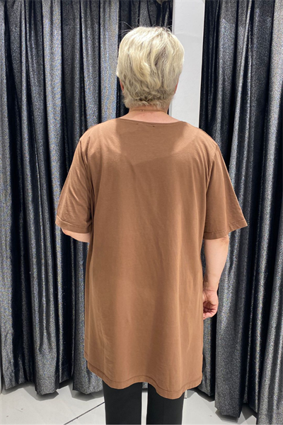 Selma Büyük Beden Geometrik Desenli T-Shirt