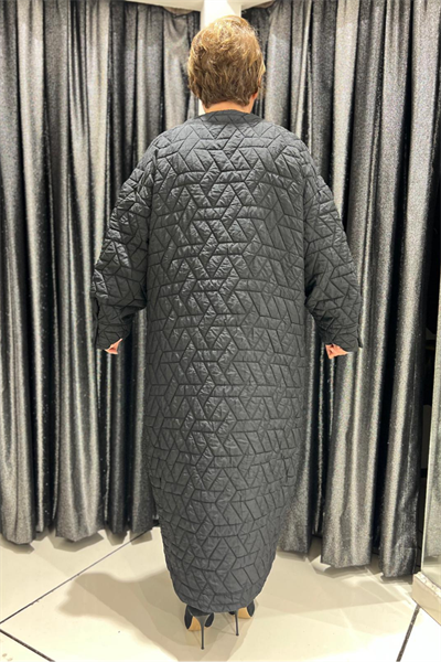 Selma Büyük Beden Geometrik Kapitone Pardesü