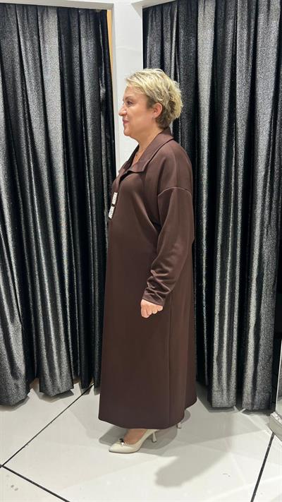 Selma Büyük Beden Gizli Cep Detaylı Şık Elbise