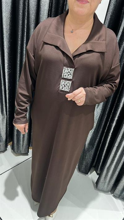 Selma Büyük Beden Gizli Cep Detaylı Şık Elbise