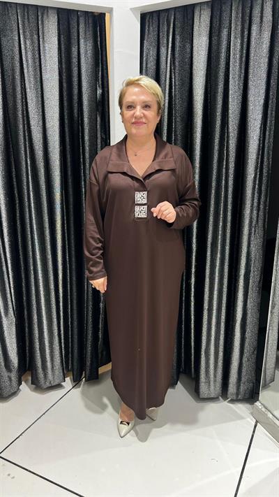 Selma Büyük Beden Gizli Cep Detaylı Şık Elbise