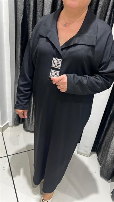 Selma Büyük Beden Gizli Cep Detaylı Şık Elbise