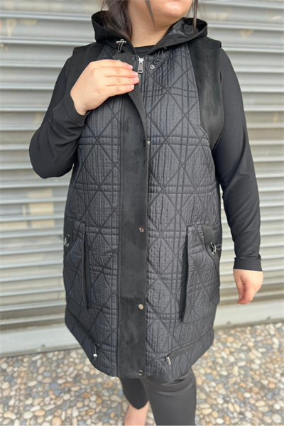 Selma Büyük Beden Gizli Fermuarlı Çıtçıtlı Yelek