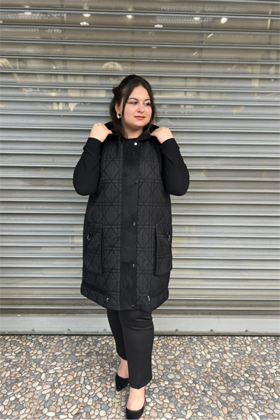 Selma Büyük Beden Gizli Fermuarlı Çıtçıtlı Yelek