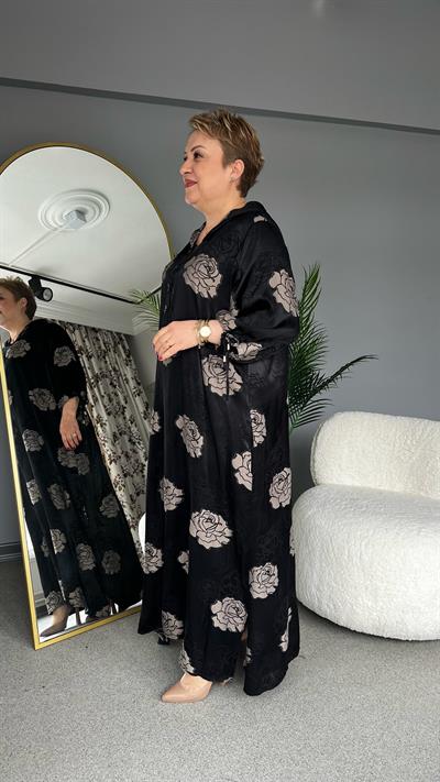 Selma Büyük Beden Gül Desenli Elbise
