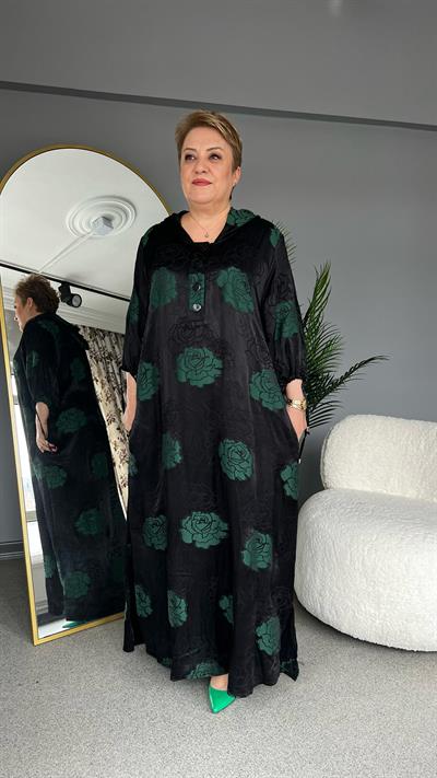 Selma Büyük Beden Gül Desenli Elbise
