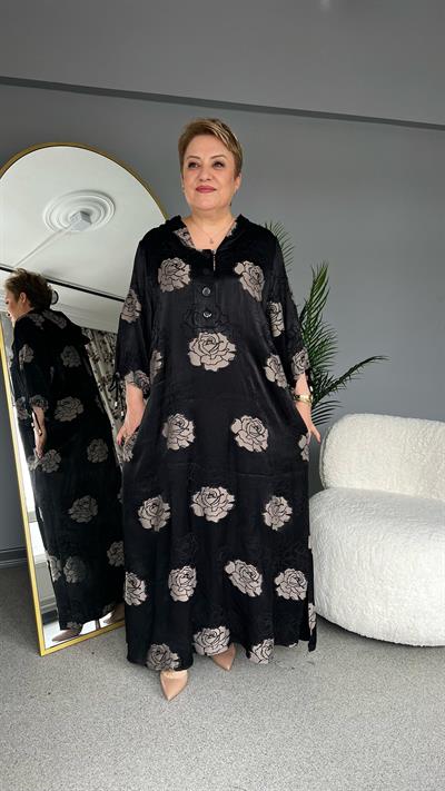 Selma Büyük Beden Gül Desenli Elbise