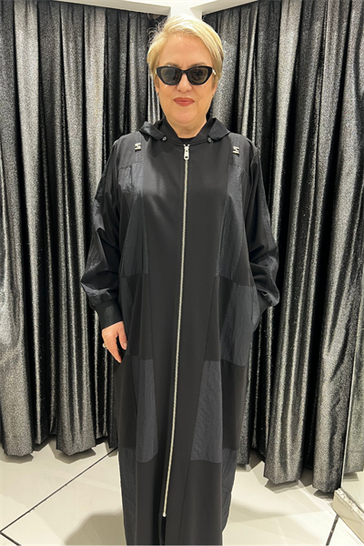 Selma Büyük Beden Hakim Yaka Cepli Ferace