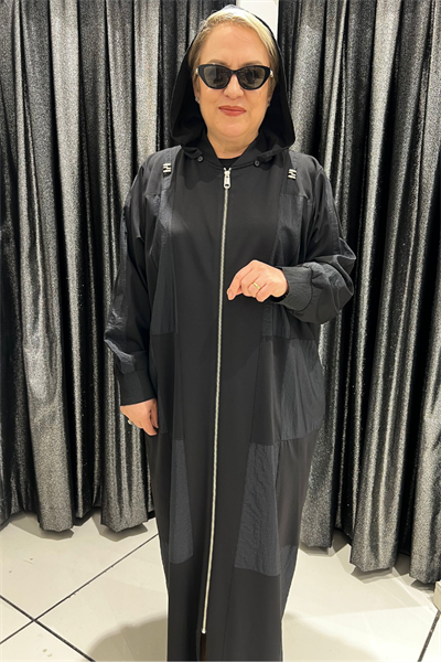 Selma Büyük Beden Hakim Yaka Cepli Ferace