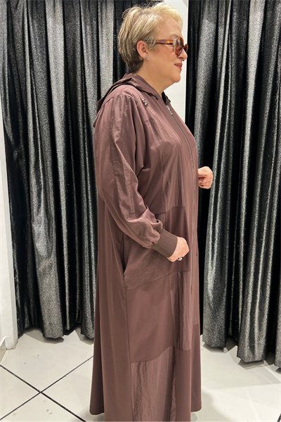 Selma Büyük Beden Hakim Yaka Cepli Ferace