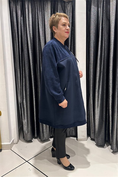 Selma Büyük Beden Hakim Yaka Çıtçıt Kapamalı Örme Kaşe Kap
