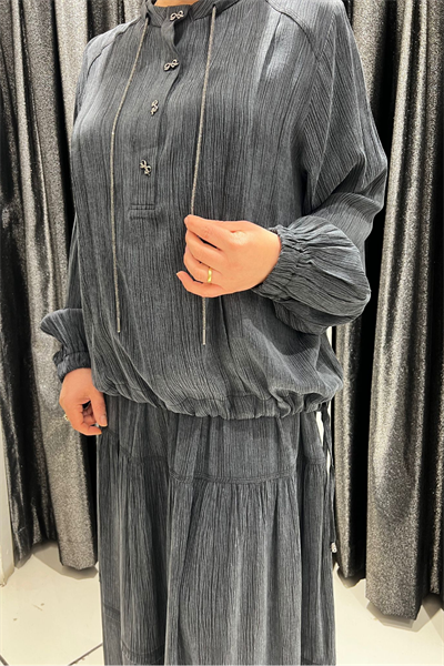 Selma Büyük Beden Hakim Yaka İkili Takım